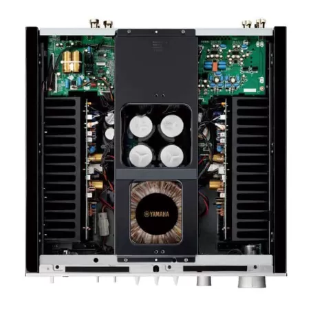 amplificatore stereo integrato HiFi con stadio phono, Yamaha A-S1200, vista frontale finitura Nero